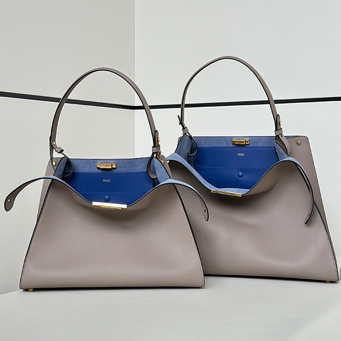 fendi way medium soft trapezoidal open‑top tote handbag